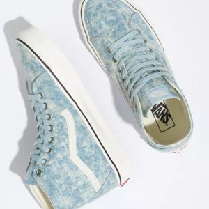 Vans Denim Destroy Sk8 Hi Tapered Skate Shoe - Winter Sky / Marshmallow